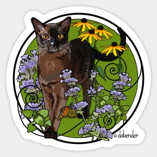 Burmese Cat with Rudbeckia Sticker